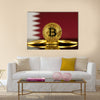 Physical version of Bitcoin Qatar  Flag multi panel canvas wall art