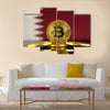 Physical version of Bitcoin Qatar  Flag multi panel canvas wall art