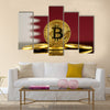 Physical version of Bitcoin Qatar  Flag multi panel canvas wall art