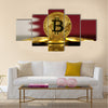 Physical version of Bitcoin Qatar  Flag multi panel canvas wall art