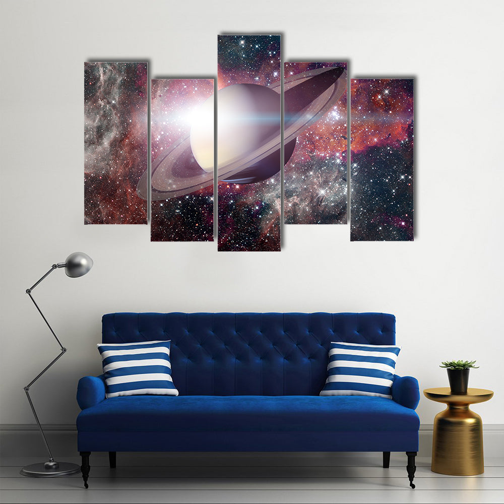 Saturn And Its Ring Multi Panel Canvas Wall Art