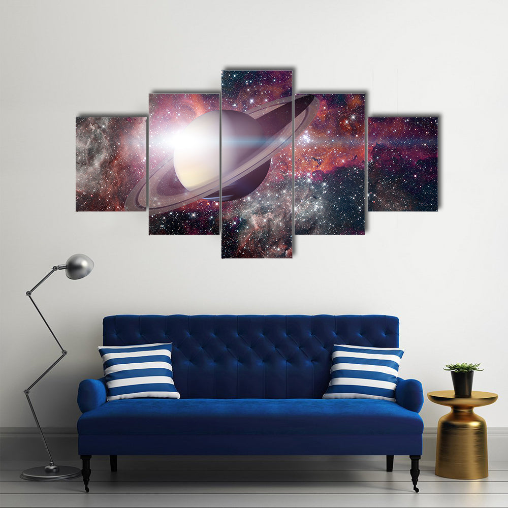 Saturn And Its Ring Multi Panel Canvas Wall Art