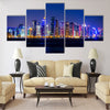 Qatar. Doha skyscrapers with external lighting Multi panel canvas wall art