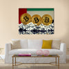 Physical version of Bitcoin UAE Flag multi panel canvas wall art