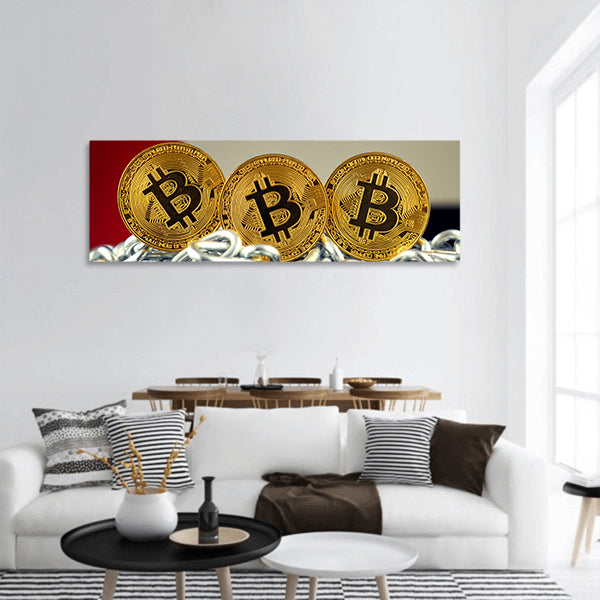 Physical version of Bitcoin panoramic canvas wall art