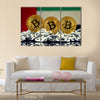 Physical version of Bitcoin UAE Flag multi panel canvas wall art