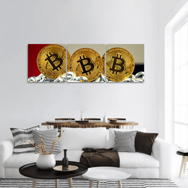 Physical version of Bitcoin panoramic canvas wall art
