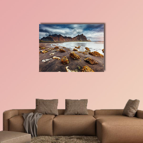 Beach with wet black sand, a icturesque and gorgeous scene wall art