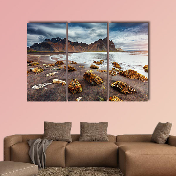 Beach with wet black sand, a icturesque and gorgeous scene wall art