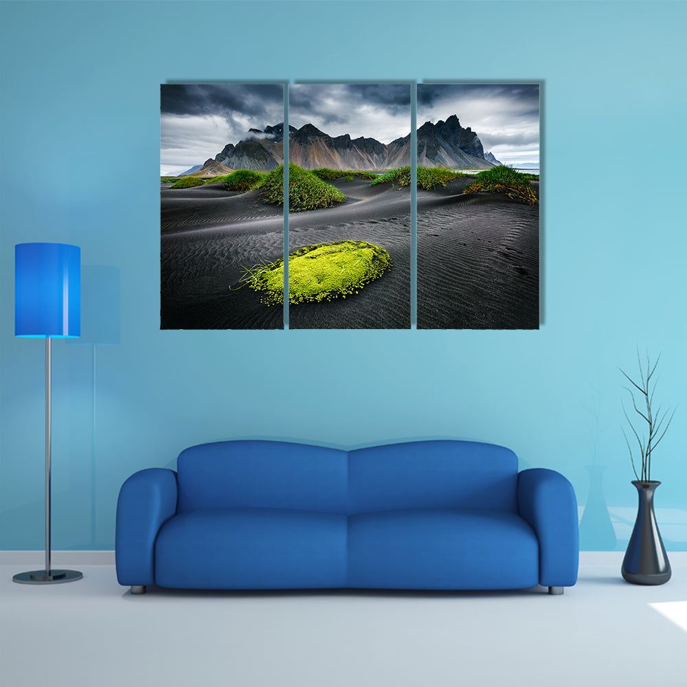 Great wind rippled beach black sand, multi panel canvas wall art