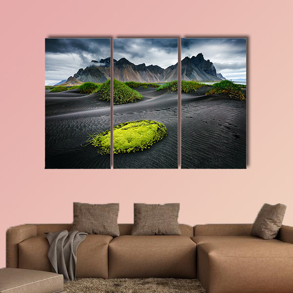 Great wind rippled beach black sand multi panel canvas wall art
