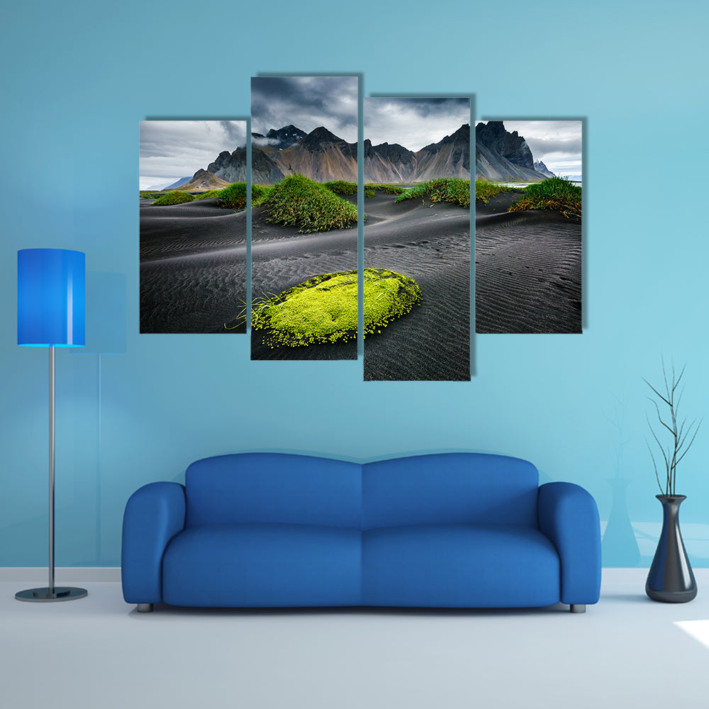 Great wind rippled beach black sand, multi panel canvas wall art