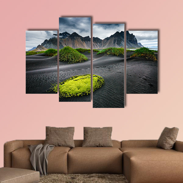 Great wind rippled beach black sand multi panel canvas wall art