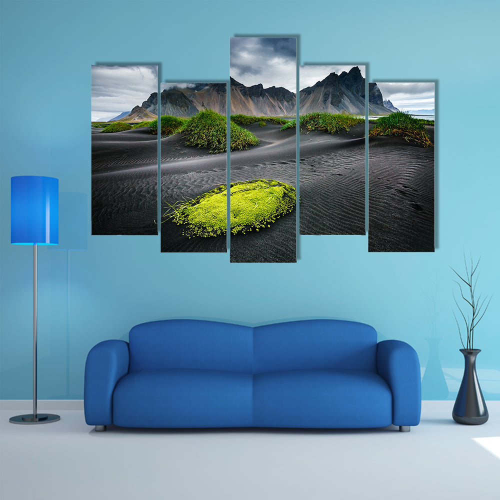 Great wind rippled beach black sand, multi panel canvas wall art