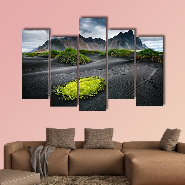 Great wind rippled beach black sand multi panel canvas wall art