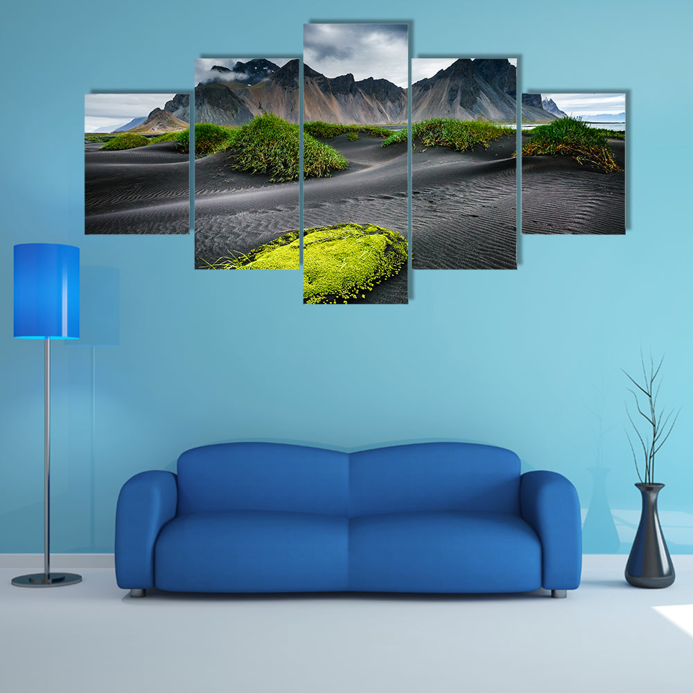 Great wind rippled beach black sand, multi panel canvas wall art