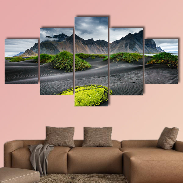 Great wind rippled beach black sand multi panel canvas wall art