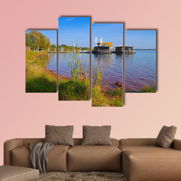 Laasow swimming houses, Lusatian Lake District multi panel canvas wall art