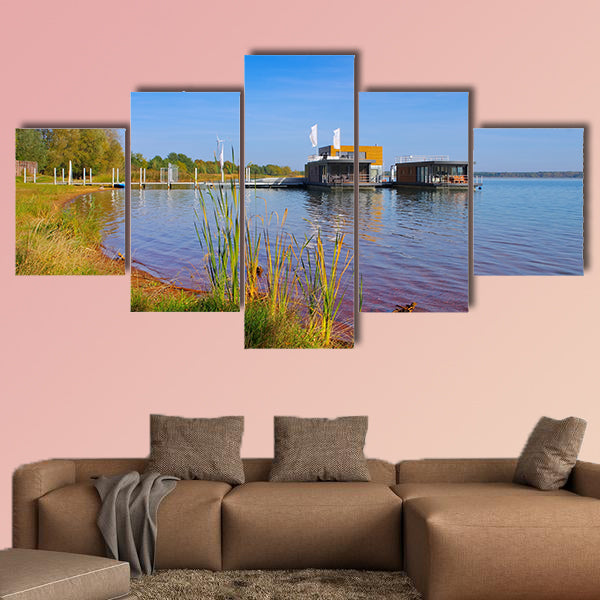 Laasow swimming houses, Lusatian Lake District multi panel canvas wall art