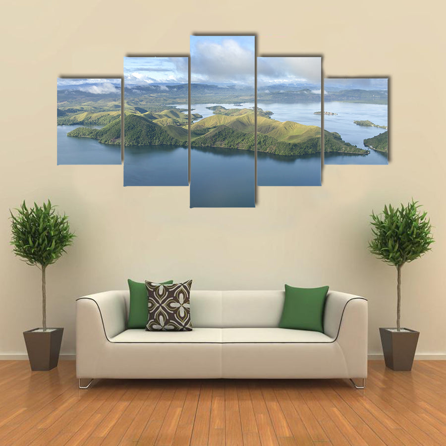 Jungle And Deforestation In The Coast Of The New Guinea, An Aerial Print, Multi Panel Canvas Wall Art