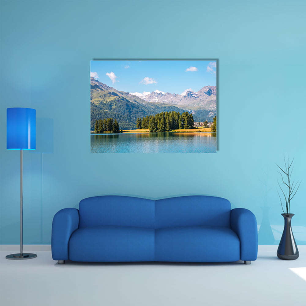 The great view of the azure pond Champfer in alpine valley Multi Panel Canvas Wall Art