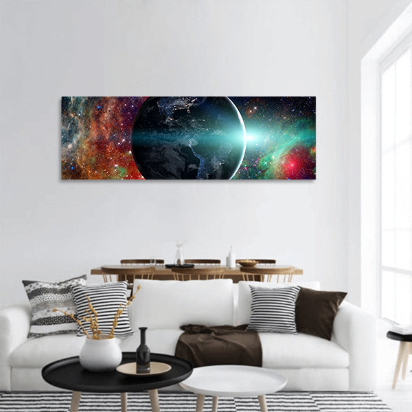 Planet Earth from the space panoramic canvas wall art