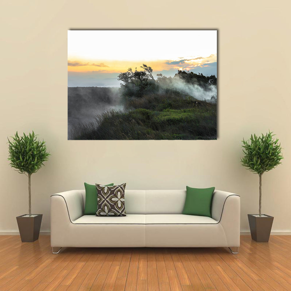 volcano steam on the landscape of Volcano National Park multi panel canvas wall art