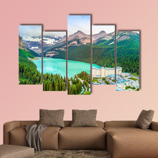 Turquoise Louise Lake in Rockies Mountains, Banff National wall art