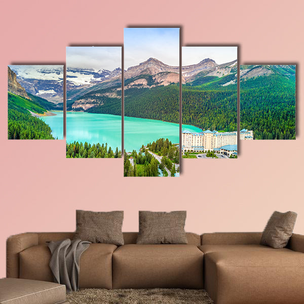 Turquoise Louise Lake in Rockies Mountains, Banff National wall art