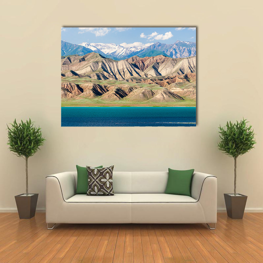 The Toktogul Lake With The Barren Mountain Range, Central Asia, Kyrgyzstan Multi Panel Canvas Wall Art