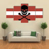 The Flag Of The Latvia With Crossbones And Jolly Roger And Lack Canvas Of A Pirat Multi Panel Canvas Wall Art