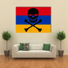 Armenian Flag Combined With The Black Pirate Image Of Jolly Roger With Crossbones Multi Panel Canvas Wall Art