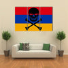 Armenian Flag Combined With The Black Pirate Image Of Jolly Roger With Crossbones Multi Panel Canvas Wall Art