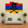 Armenian Flag Combined With The Black Pirate Image Of Jolly Roger With Crossbones Multi Panel Canvas Wall Art