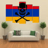 Armenian Flag Combined With The Black Pirate Image Of Jolly Roger With Crossbones Multi Panel Canvas Wall Art