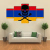 Armenian Flag Combined With The Black Pirate Image Of Jolly Roger With Crossbones Multi Panel Canvas Wall Art