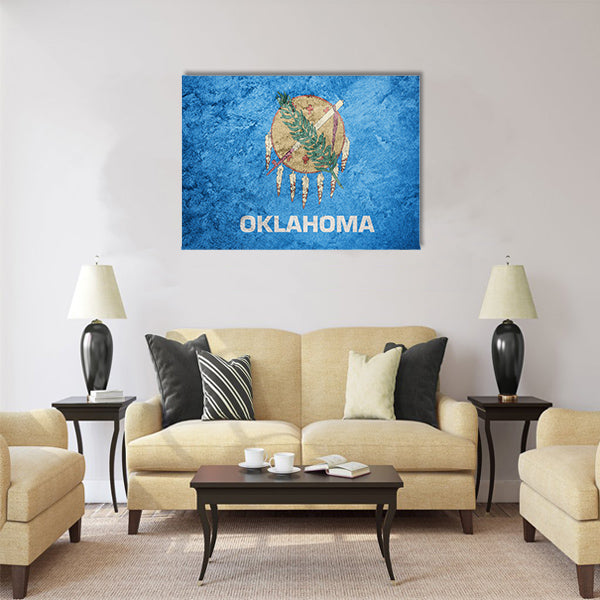 Grunge Oklahoma state flag Multi panel canvas wall art
