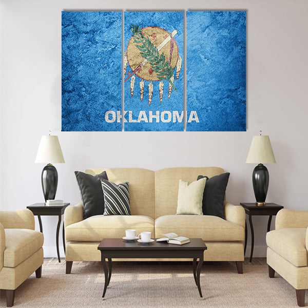 Grunge Oklahoma state flag Multi panel canvas wall art