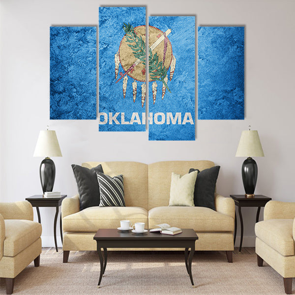 Grunge Oklahoma state flag Multi panel canvas wall art
