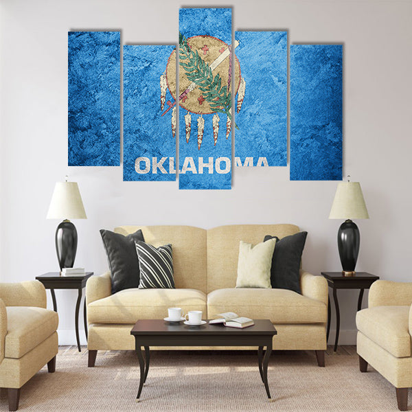 Grunge Oklahoma state flag Multi panel canvas wall art
