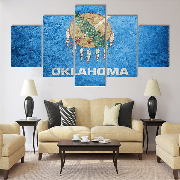Grunge Oklahoma state flag Multi panel canvas wall art