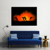 Military silhouettes of soldiers against the backdrop Multi panel canvas wall art