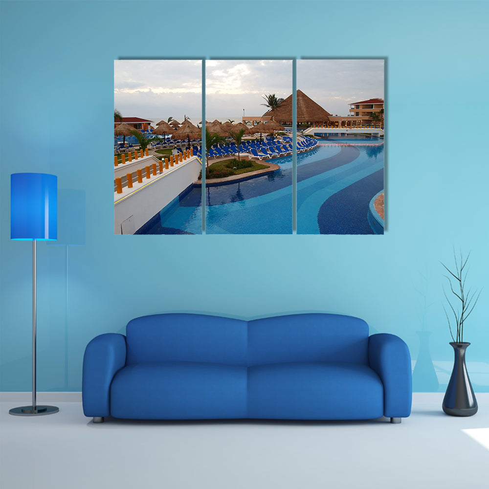 A beach resort in Cancun, Mexico Multi Panel canvas wall art
