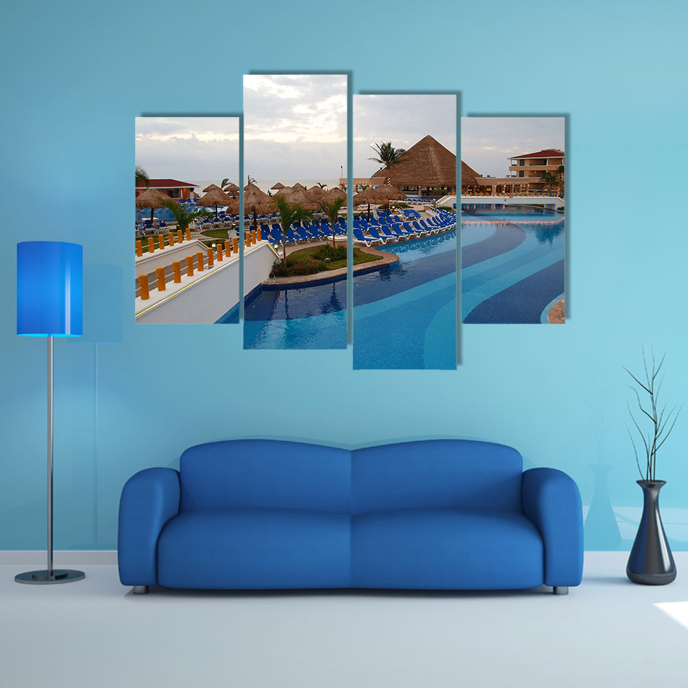 A beach resort in Cancun, Mexico Multi Panel canvas wall art