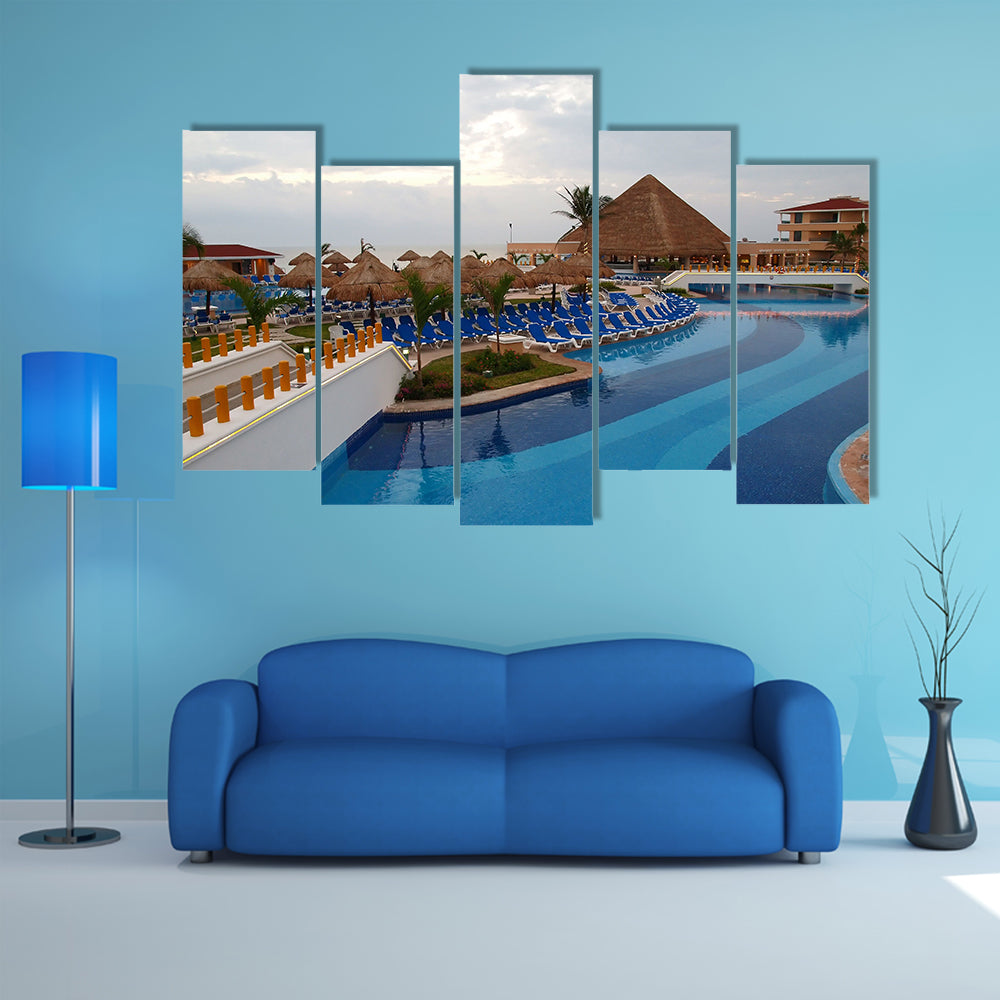 A beach resort in Cancun, Mexico Multi Panel canvas wall art