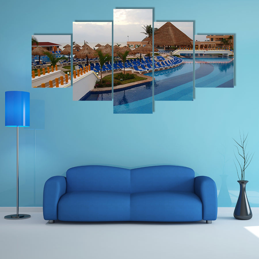 A beach resort in Cancun, Mexico Multi Panel canvas wall art