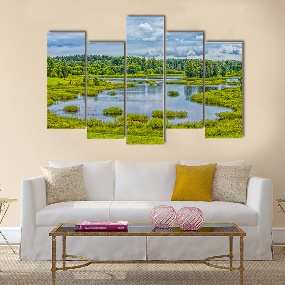 Belarussian National Park Braslav Lakes Surrounded Multi panel canvas wall art