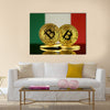 Physical version of Bitcoin and Italy Flag multi panel canvas wall art