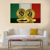 Physical version of Bitcoin and Italy Flag multi panel canvas wall art