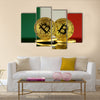 Physical version of Bitcoin and Italy Flag multi panel canvas wall art